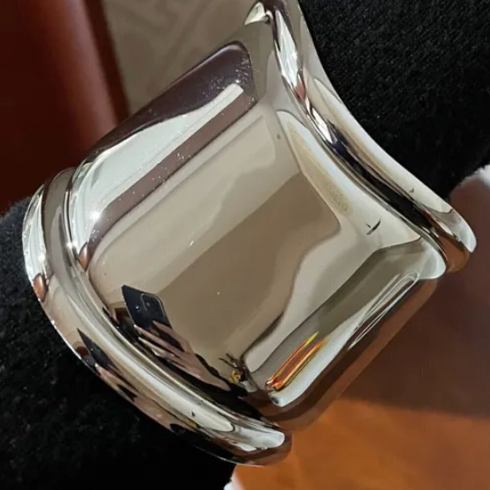 Polished Silver Cuff Bracelet - Women's Statement Jewelry